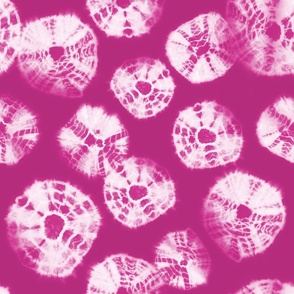 Shibori Kumo tie dye white dots over pink fuchsia