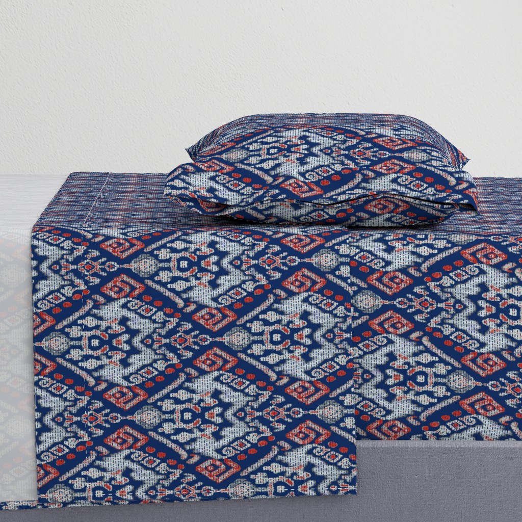 abstract kelim pattern on royal blue / Navy - medium scale