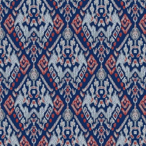 abstract kelim pattern on royal blue / Navy - medium scale