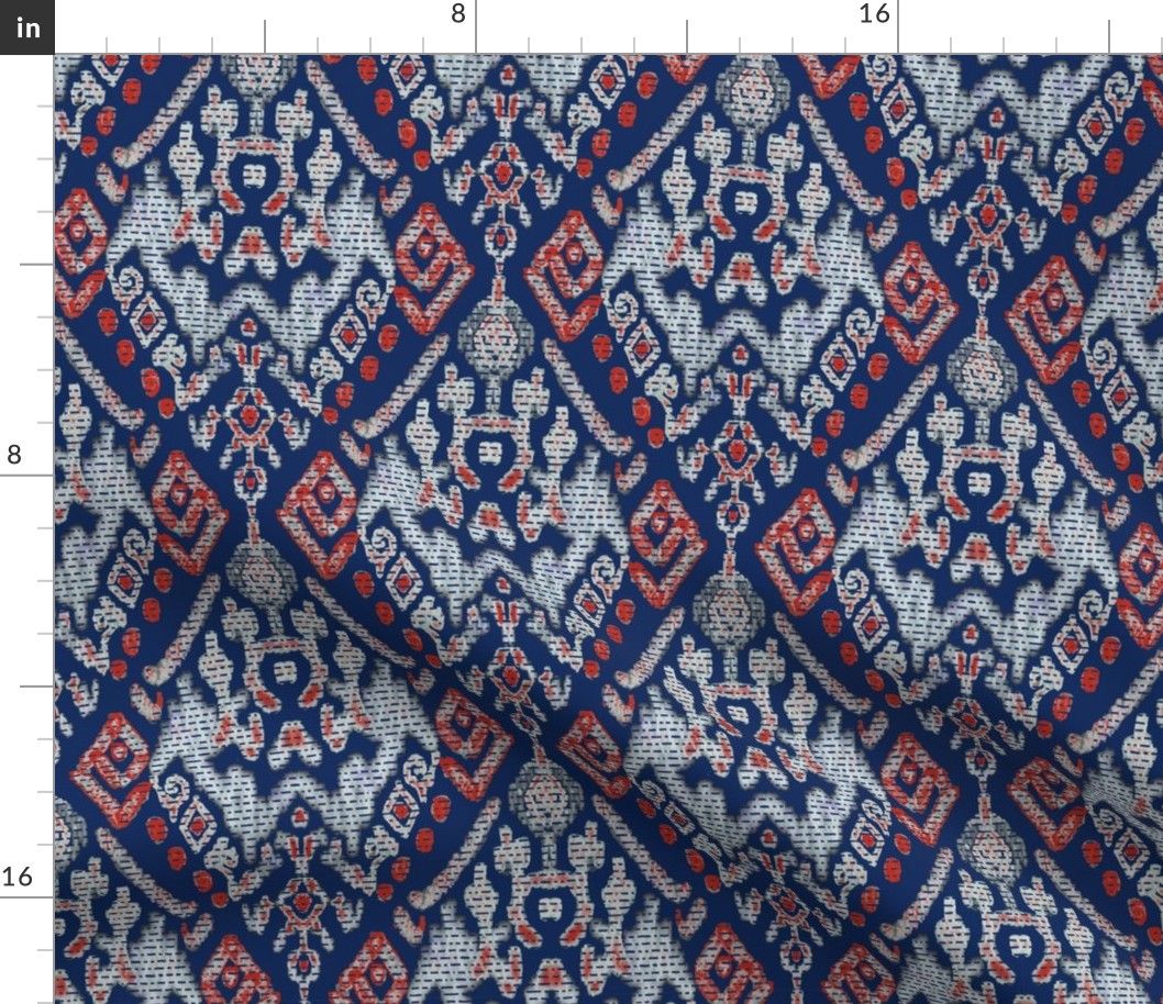 abstract kelim pattern on royal blue / Navy - medium scale