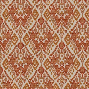 abstract kelim pattern with warm oranges on beige background - medium scale