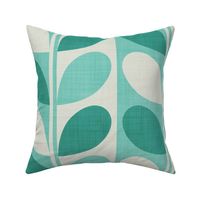 Midcentury Modern Abstract Leaves in Teal and Mint Green Large Jumbo