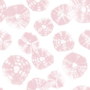 Shibori Kumo tie dye soft pink dots over white