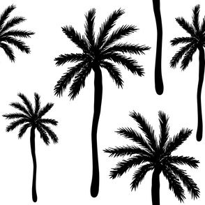 Large scale Black and white palm trees