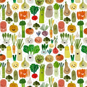 Happy Veggies - Happy vegetables in the rain white M