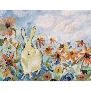    Folksy  floral  bunny  Panel 42x28