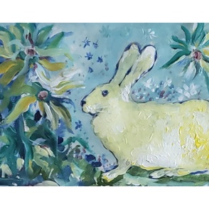 Folk Bunny  Panel  42x28 