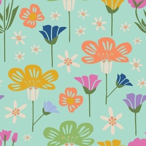 10.5 "- COLORFUL FLOWERS ON MINT BACKGROUND