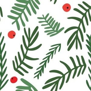 Christmas berries pattern on white