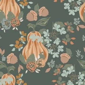 Small Pumpkin Floral (Blue)(6")