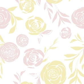 Butter and piglet roses (18" Fabric / 12" Wallpaper)