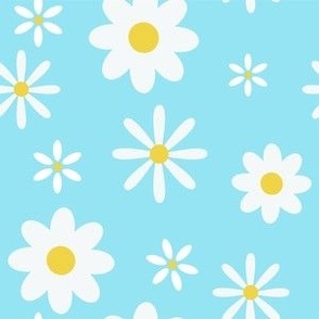Aqua and White Graphic Floral