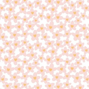 Flower Hearts mini in white, pale pink and sunshine yellow (3.8 inch repeat)