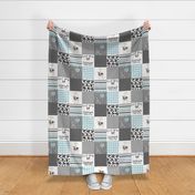 Farm//Love you till the cows come home//Aqua - Wholecloth Cheater Quilt