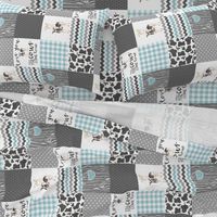 Farm//Love you till the cows come home//Aqua - Wholecloth Cheater Quilt - Rotated