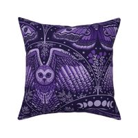 Night Flyers - Owls and Moths in a Moody Purple LARGE