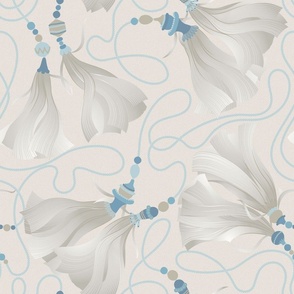 Dusty Teal And Linen Fabric, Wallpaper and Home Decor