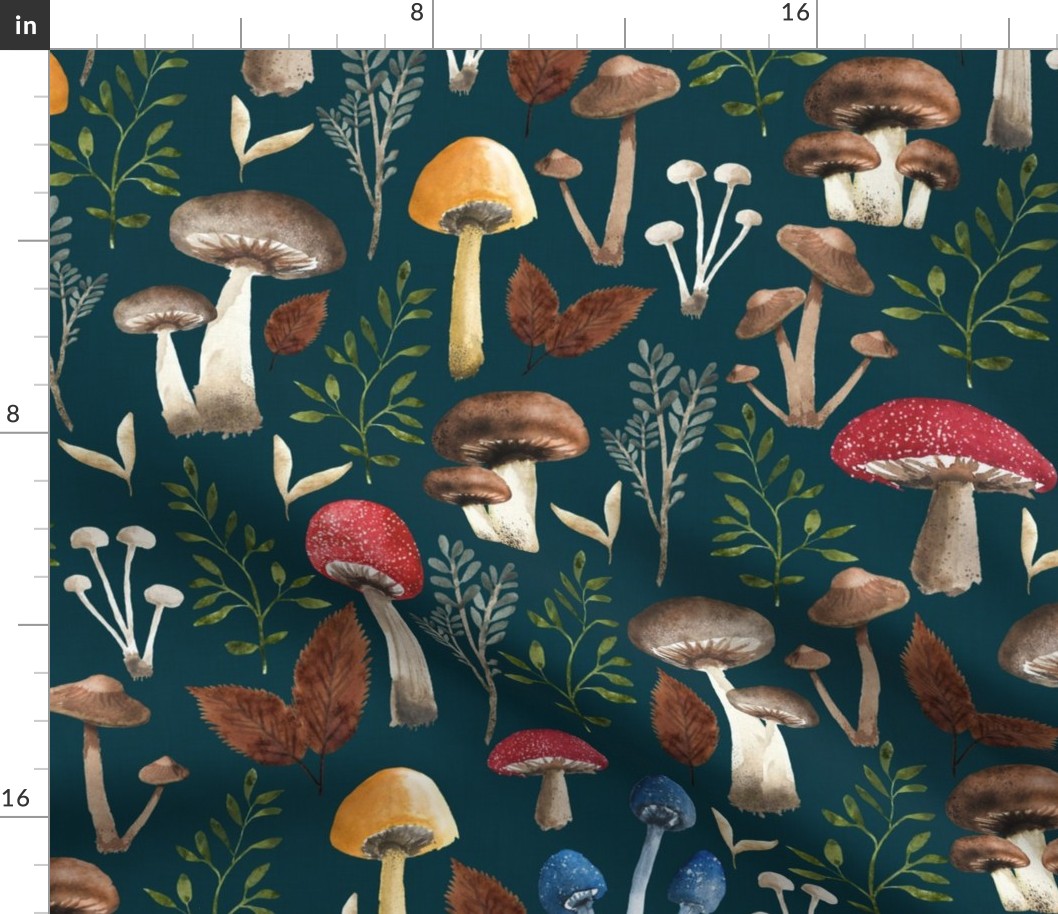 Fantastic Fungi - Mushrooms Medly Teal L