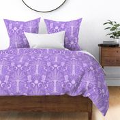 Night in the Forest - Foxes and Owls Lilac LARGE