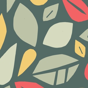 Geometric Leaves (large) Teal