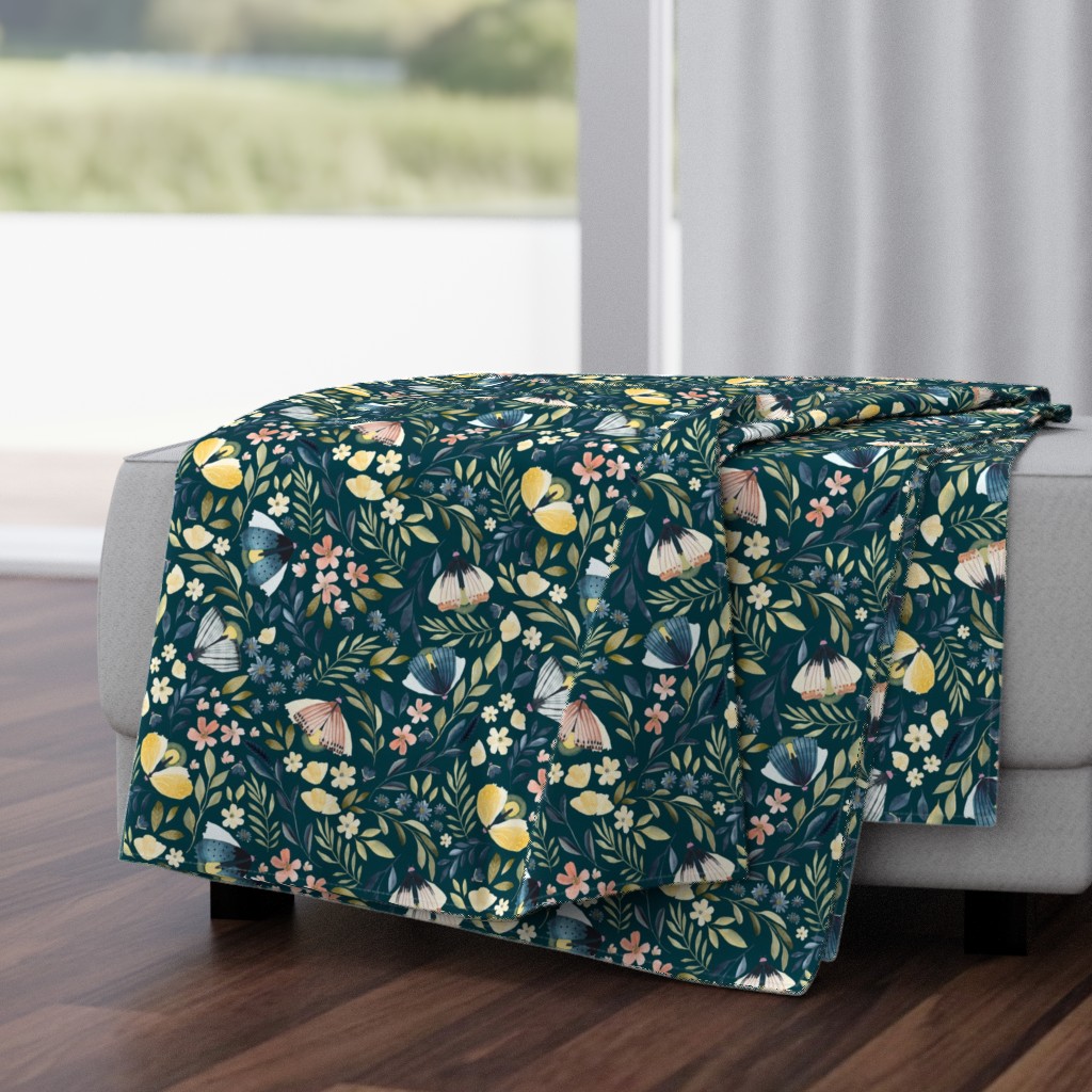 Fireflies in the garden dark teal M