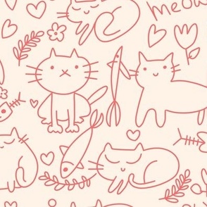 Cat Lovers Doodle Pattern