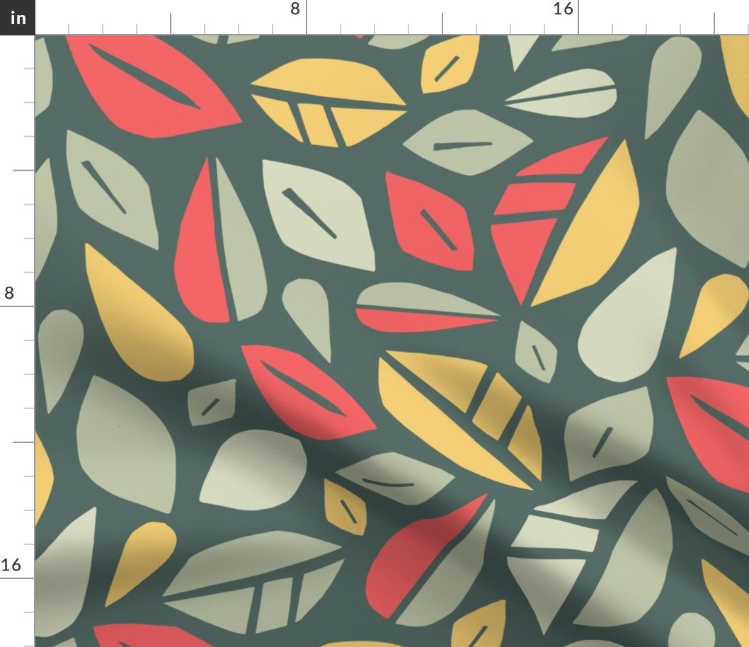 Geometric Leaves (medium) teal