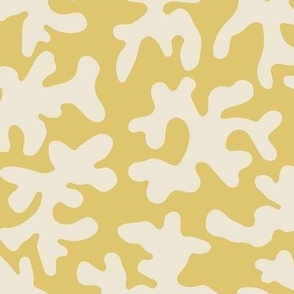 Abstract Coral Shapes in  Yellow and Cream