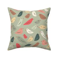 Geometric Birds (large) Celadon