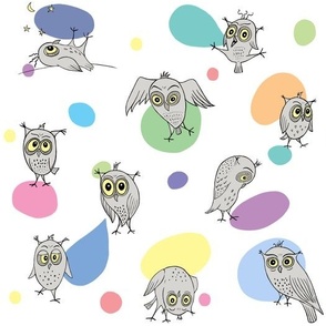 Quirky Owls - white background