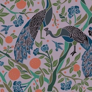 Peacock Chinoiserie in teal - Small Size