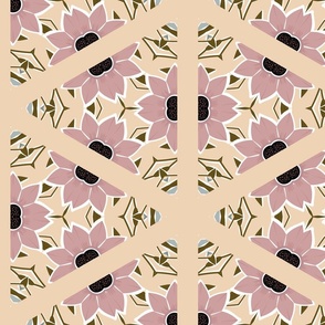 Pink and Beige Floral Cut Out  / Large scale