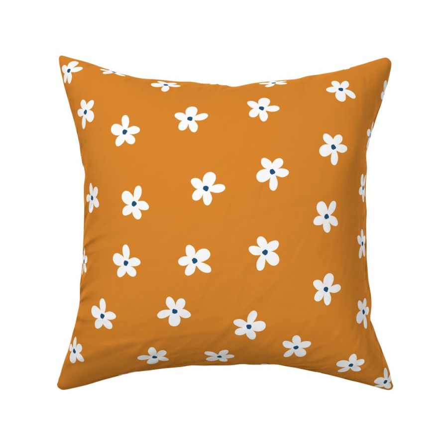 White Flower Blooms on Burnt Orange