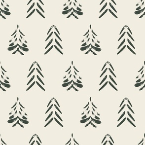Green and Cream Evergreen Trees (18" Fabric/12" Wallpaper)