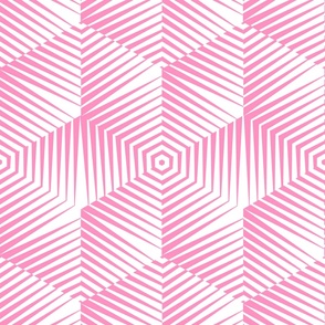 Op Art Hexagon Striped Star in Baby Pink