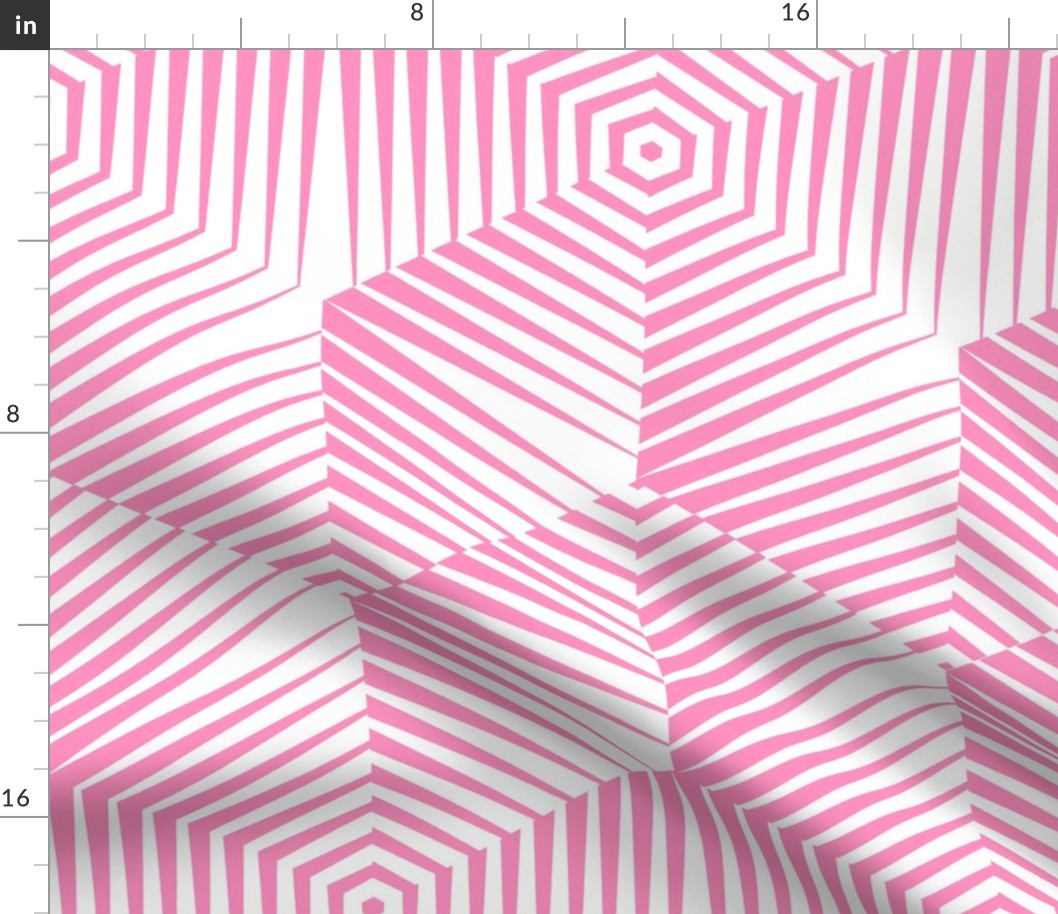 Op Art Hexagon Striped Star in Baby Pink