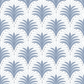little palm fans/light blue with accent dots on pure white