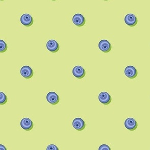 Blueberries in polka dot style on a light green background