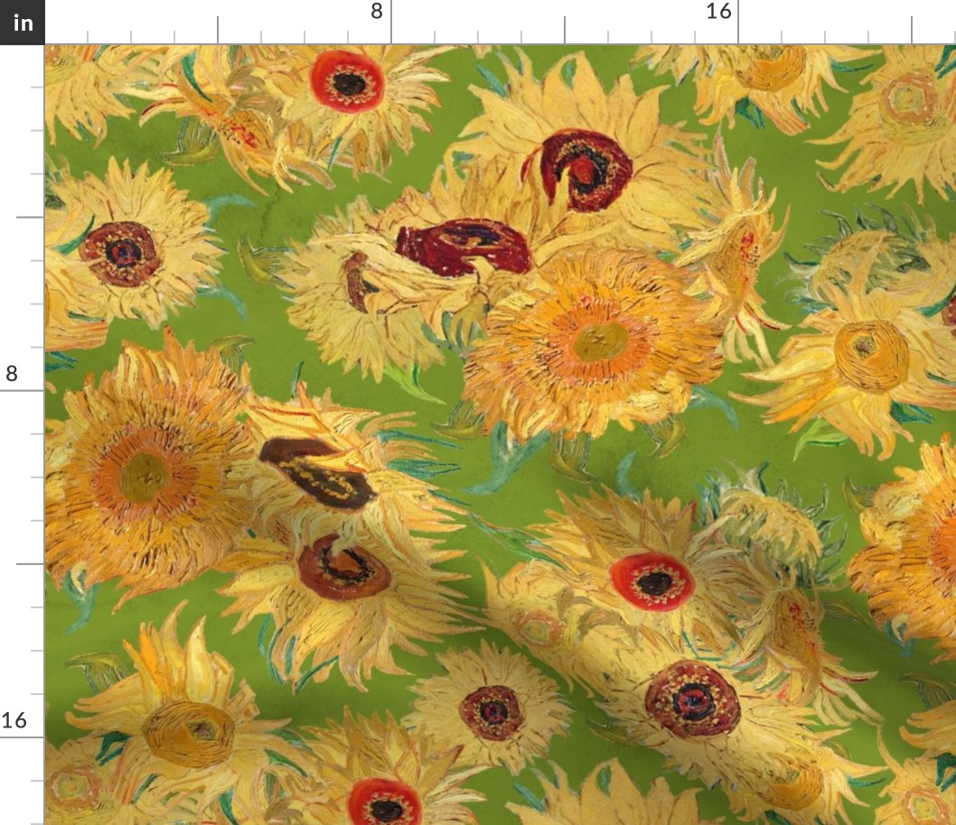 Sunflower Forever - A Tribute to Vincent Van Gogh immortal Sunflowers Apple Green