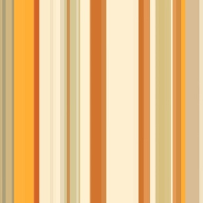 Orange, olive green, beige stripes