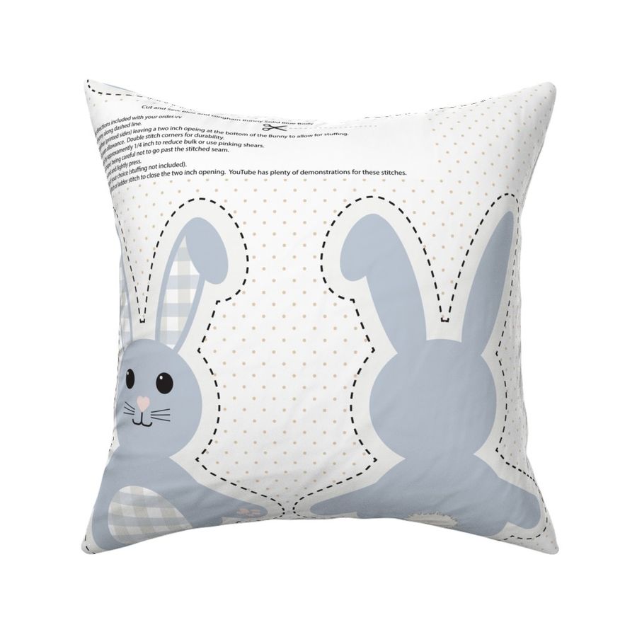 Little Blue Bunny With Buffalo Checked Ears and Tummy