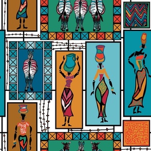 African Global Tapestry on White