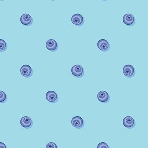 Blueberries in polka dot style on a light blue background