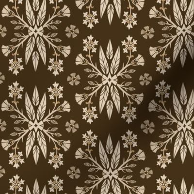 Dragon Feathers - kaleidoscope traditional  floral, geek, goth - antique, brown gold - Pollinator Dragons coordinate - medium