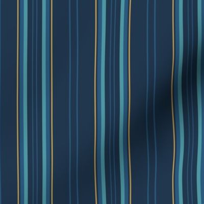 Maximalist stripes, 6x6 dark blue, teal, gold