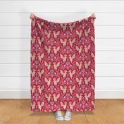 Dragons Damask - traditional, fantasy, floral, geek, goth - Viva Magenta, colour of the year 2023  - Pollinator Dragons coordinate - extra large