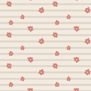 Floral Stripes Terra Cotta on Cream