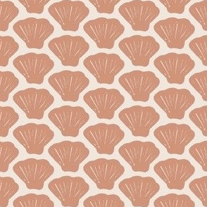 Sea Shells, pink on beige, 2in small