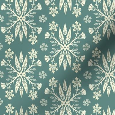 Dragon Feathers - kaleidoscope traditional  floral, vintage - muted dusty green - Pollinator Dragons coordinate - medium