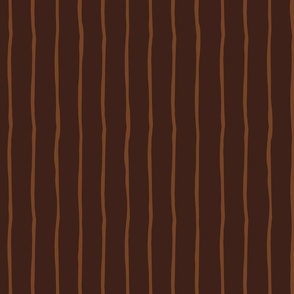 saddle crooked lines on dark oak - earth tone wonky lines - large stripes fabric and wallpaper
